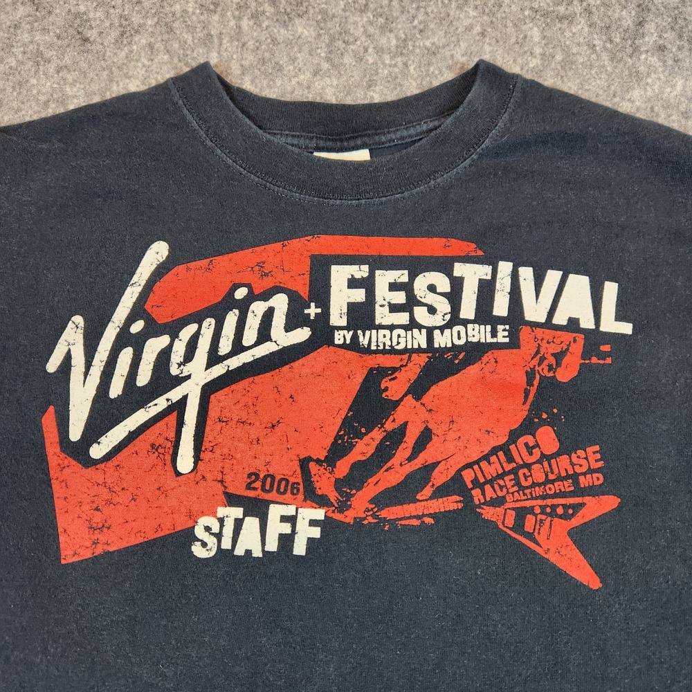 VTG Anvil Virgin Festival 2006 T Shirt M Black Concert Staff The Who Red Hot Y2K - Picture 2 of 9